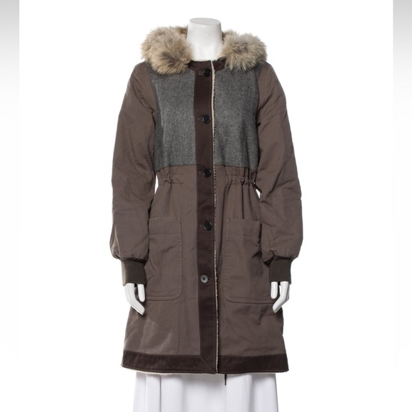 Marc By Marc Jacob Cotton-Wool Colorblock Pattern Parka Coat XS - Picture 2 of 14